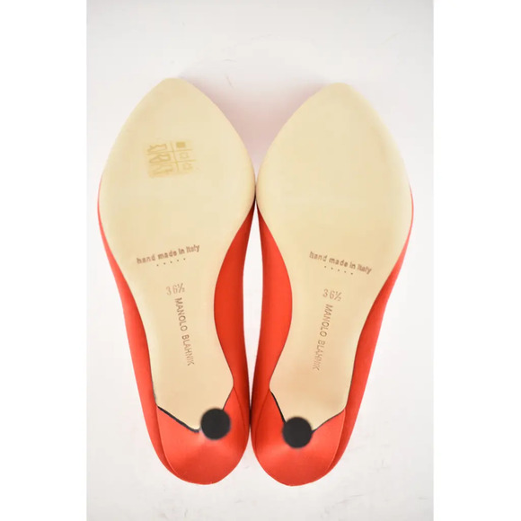 Manolo Blahnik Hangisi 105 Rosso Red Satin Crystal Jewel Buckle Heel Pump 36.5 - Picture 12 of 12